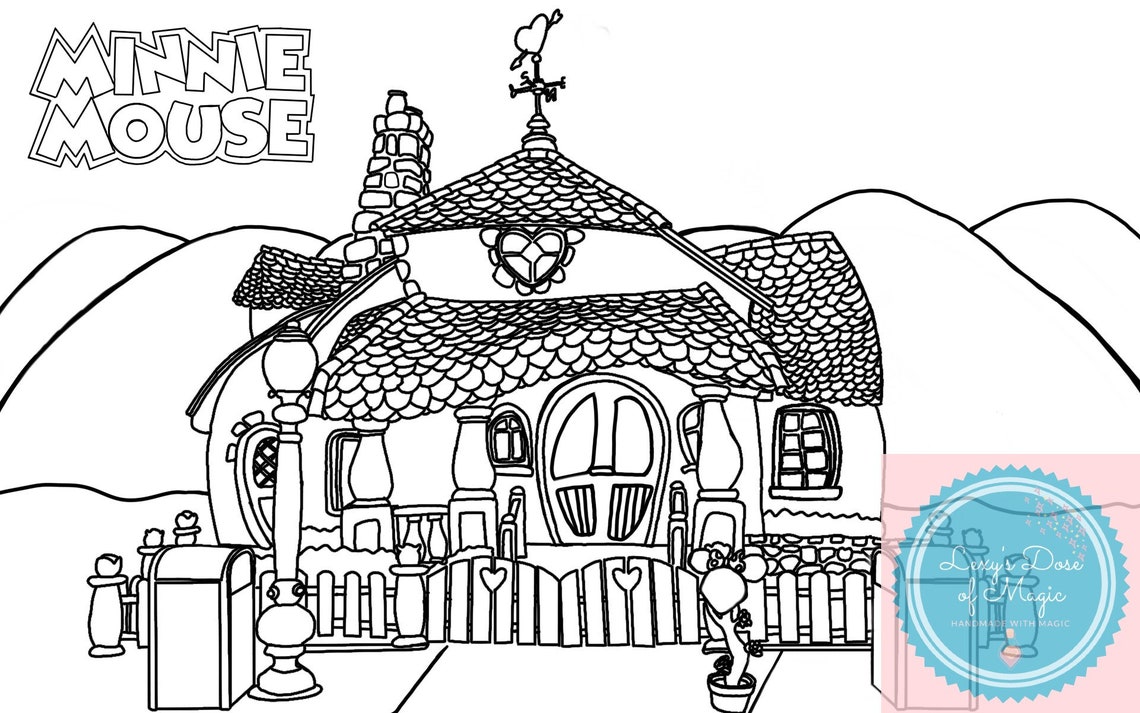 Minnie Mouse House Coloring Page Download Etsy