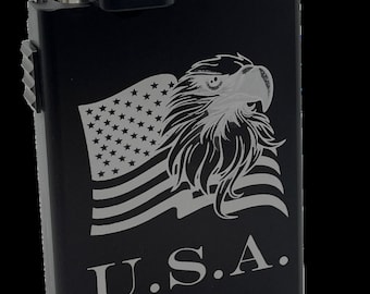 Medium Black U.S.A. Flag and Eagle Dugout