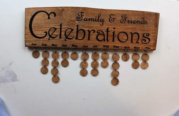 Wooden Family Calendar Family Celebrations Board Birthday Etsy