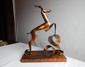 Rare Mid Century Modern Signed Heifetz Copper Deer Stag Sculpture Lamp Base
