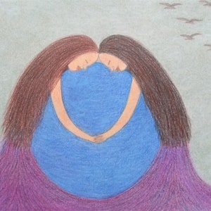 Seelen Schwester Karte, spirituelle Kunst Karte, Lesben, Zwillingsschwester, Mutter Tochter Karte, zwei Freundinnen, leere Grußkarte, Liebe abstrakte Kunst
