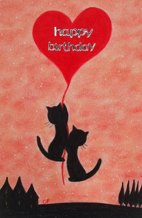 Photo about Silhouette of two black cats in love. Illustration of