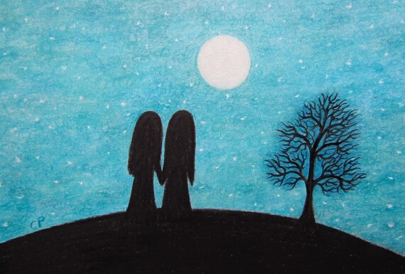 Twin Sister Card Moon Art Card Lesbian Soul Sister Card Etsy Israel