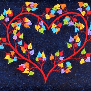 Biglietto a forma di cuore, Arte spirituale, Festa della mamma, LGBTQ, Biglietto di anniversario con cuori arcobaleno, Biglietto di compleanno, Albero della vita, Grazie, Matrimonio, San Valentino