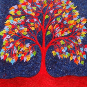 Tarjeta de cumpleaños espiritual, tarjeta del árbol de la vida, tarjeta artística del Día de la Madre, corazones de arcoíris, árbol del amor, LGBTQ, tarjeta de felicitación de aniversario, simpatía