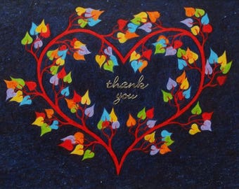 Thank You Card Heart, Spiritual Thank You Card, Tree of Life Heart Card, Thank You Art Card, Rainbow Heart Tree Card, Thank You Heart Card