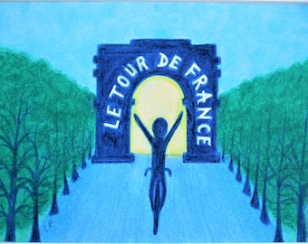 Tour De France Card, Cyclist Birthday Card, Bike Art Card, Cycling Blank Card, Abstract Art