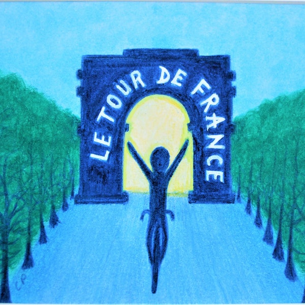 Carte Tour de France, carte d'anniversaire de cycliste, carte d'art vélo, carte vierge cyclisme, art abstrait