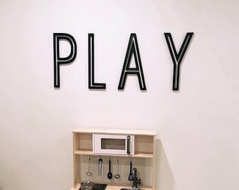 Large PLAY letters, Wood