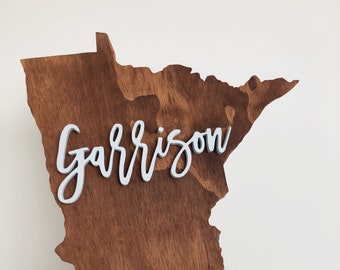 Custom Personalized Minnesota State Cutout Wood Wall Decor