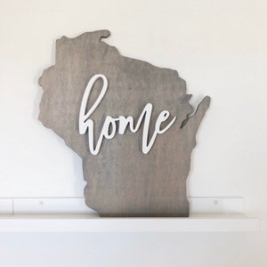 Wisconsin State HOME sign Cutout / Wood Wall Decor image 2