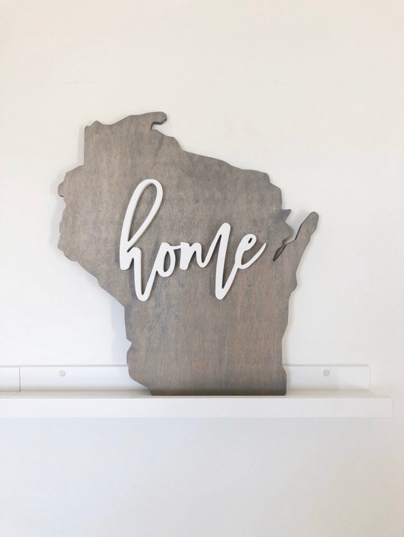 Wisconsin State HOME sign Cutout / Wood Wall Decor image 2