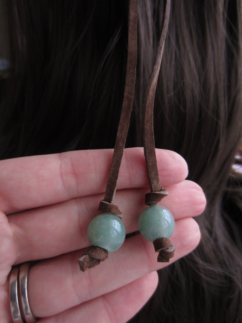 Leather Hair Tie with Gemstone Beads Hair Extension Hanging Etsy