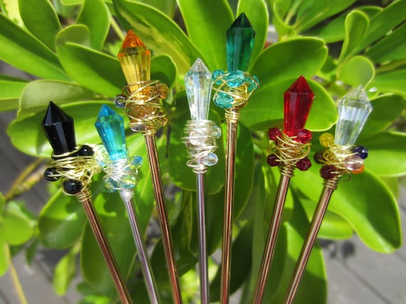 Hair Stick, Metal, Hair Pin, Kanzashi, Hairsticks, Wire Wrapped, Bun Stick, Updo, Chopstick, Glass Crystal and Beads, Wand, Pick