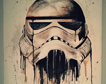 Star Wars Storm Trooper Drip Design Canvas Painting