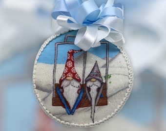 Christmas Gnome  Ornament. A Unique Quilted Gift.