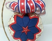 4th of July - Quilted Handmade Keepsake Ornament "Red White & Blue"