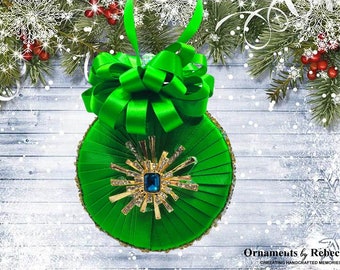 Green Rhinestone Christmas  Ornament.