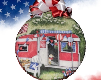 Patriotic Camping Ornament