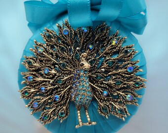 Teal Peacock Ornament