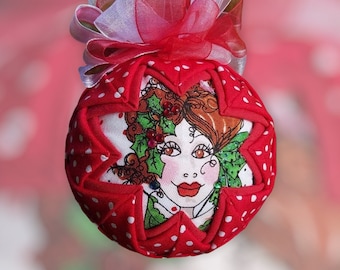 Christmas Fairy Diva Ornament - Quilted Ornament