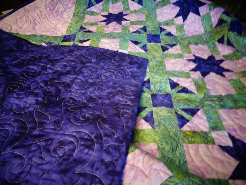 Quilt Made With Batiks - Greens, Pinks and Purples. Technique - Paper ...
