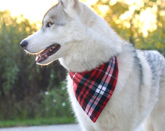 Plaid Dog Bandana, Flannel Dog Bandana, Dog Christmas Bandana Over the Collar, Gifts for Dogs