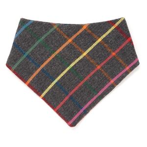 Rainbow Dog Bandana Snap Fall Flannel, Subtle Pride Gift for Dog Lover