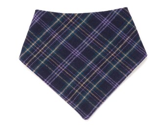 Fall Flannel Dog Bandana with Snaps, Purple Plaid