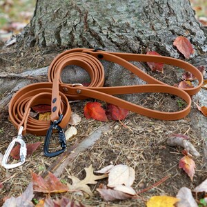 MooseExpressions tan waterproof leashes with silver or black carabiner