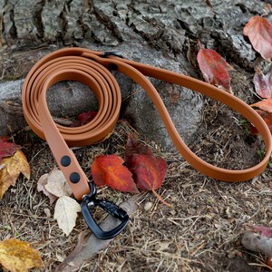 MooseExpressions tan waterproof leash with black hardware