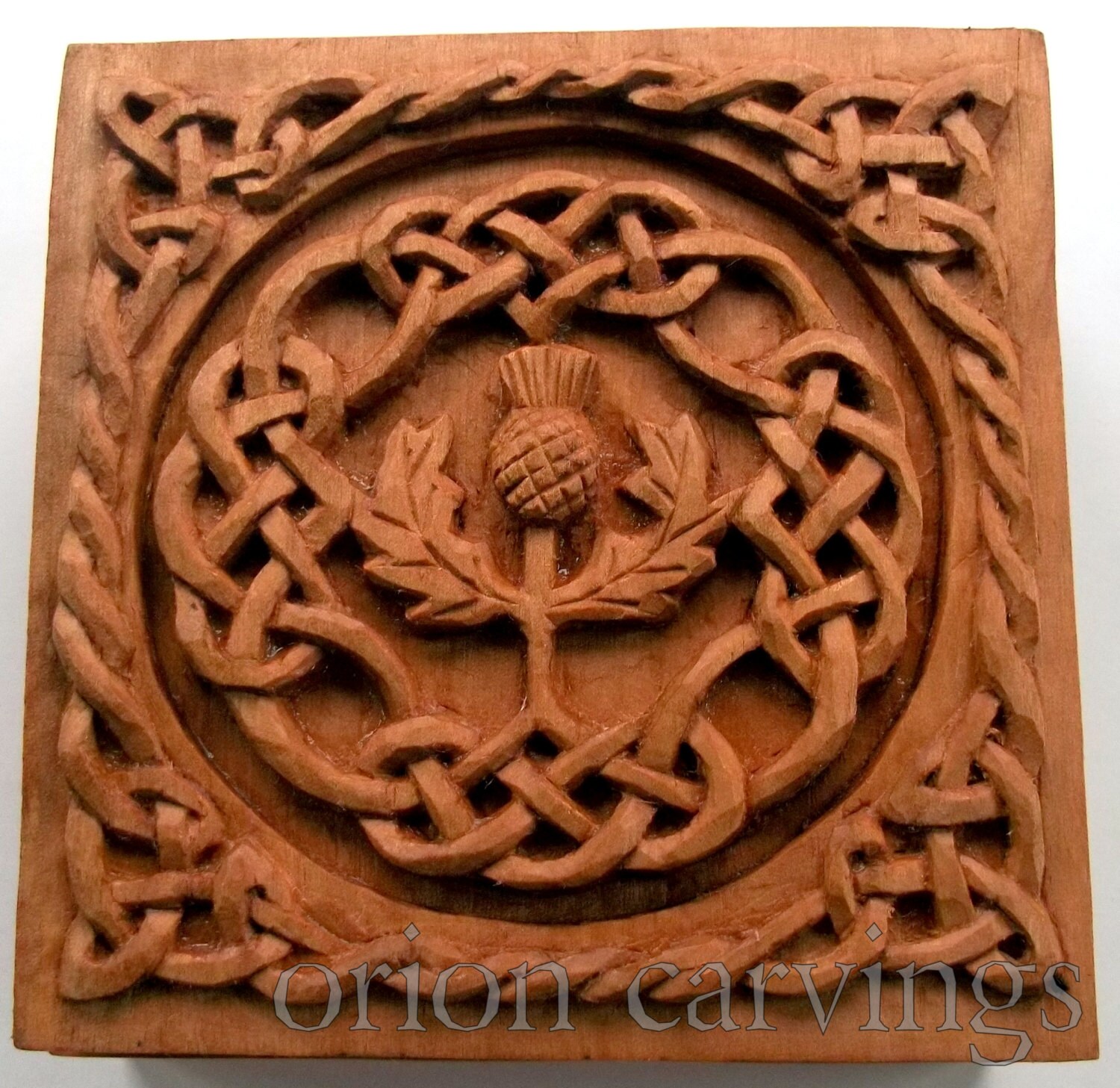 Celtic Thistle Box Wood Carving Handmade Woodcarving 46 X Etsy