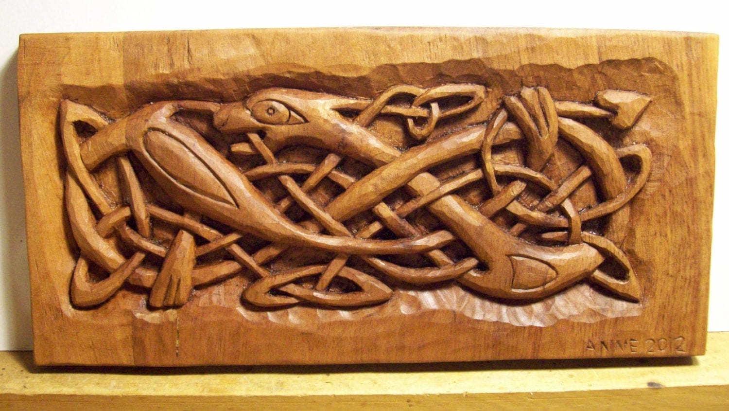 Celtic Dog Wood Carving Handmade Woodcarving 9 X 39 In. Etsy