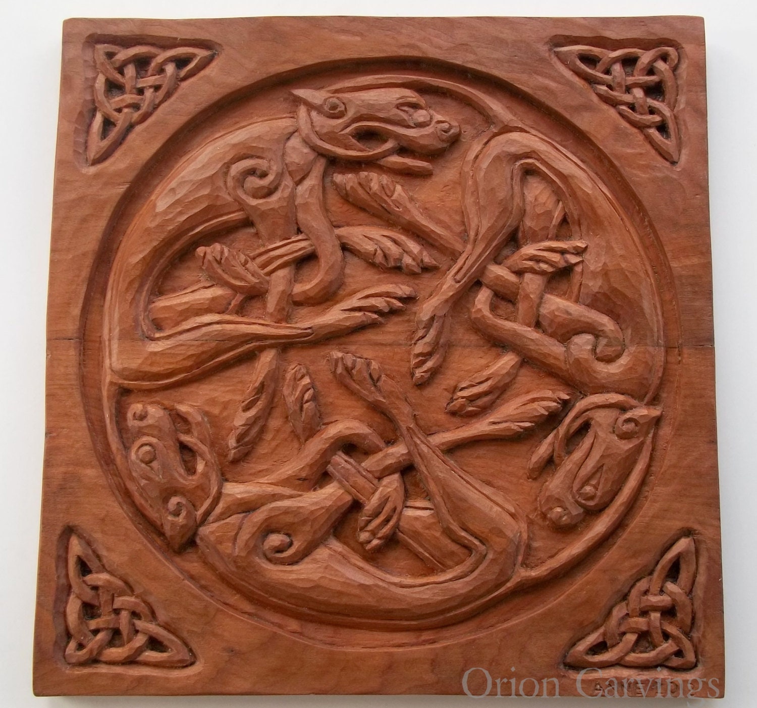 Celtic Dogs Triske Wood Carving Handmade Woodcarving Etsy