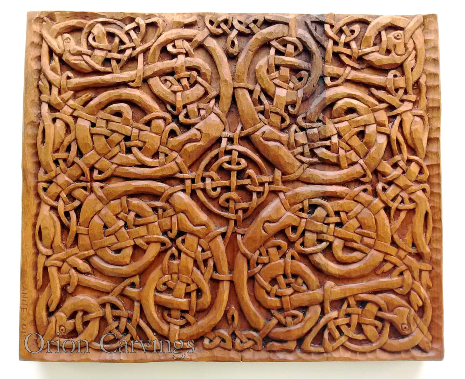Celtic Dogs Wood Carving Handmade Woodcarving 137 X 137 Etsy