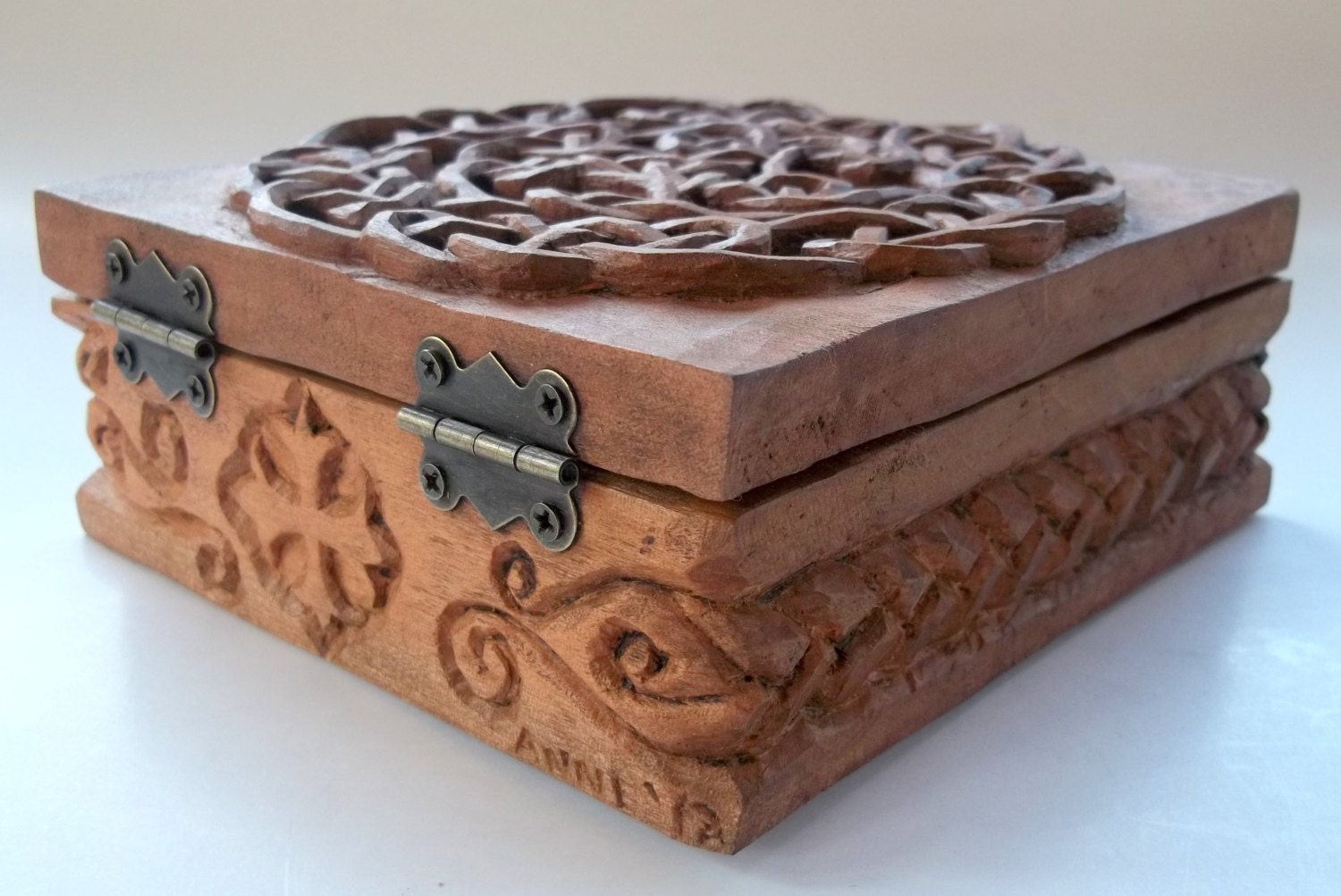 Celtic box Wood carving Handmade woodcarving 55 x 55 x 31 Etsy