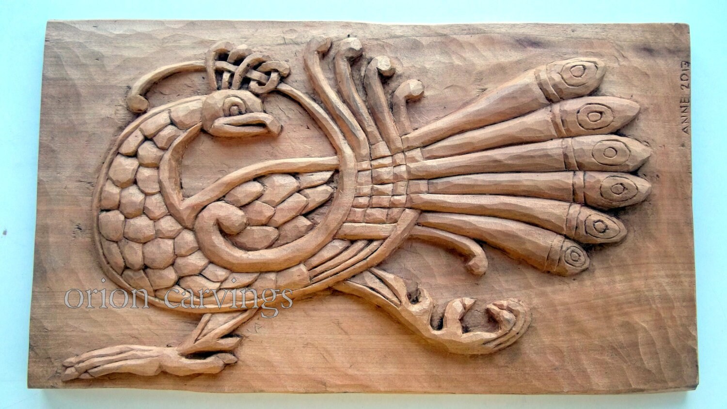 Celtic Peacock Wood carving Handmade Woodcarving 98 x 62 Etsy