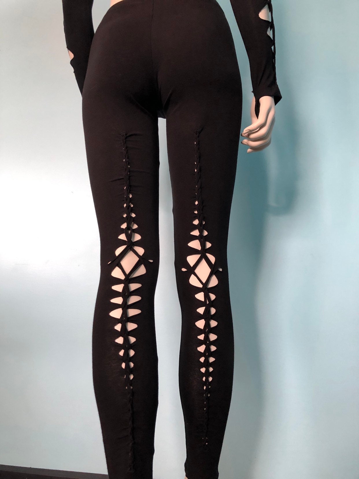 Slit Weave Leggings Sexy Burner Back Cut Leggings Bow Tie Tights Post  Apocalyptic Leggings Festival Outfit Cut Out Yoga Pants Black Friday 