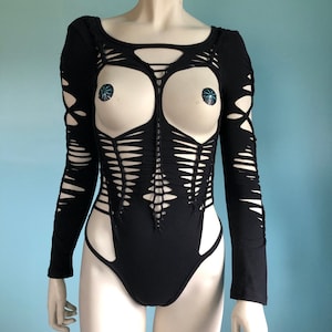 Bodysuit Sexy slit weave festival rave bodysuit gift for girlfriend black friday sale cut bodysuit Tribal Braided pole dance edm outfit rave