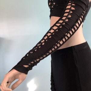 Arm Warmers Half Sleeves Fire Sleeves Elven Clothing Fairy elven black friday fingerless gloves gauntlets gothic burning man gift fire safe image 7