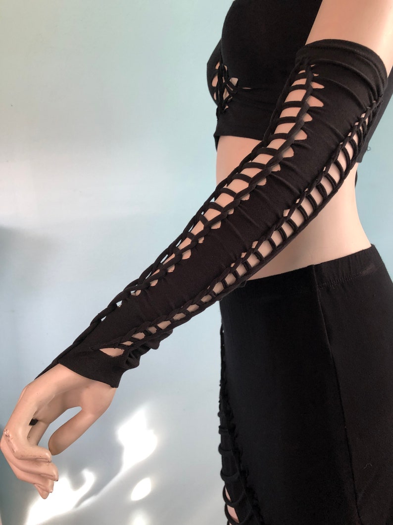 Arm Warmers Half Sleeves Fire Sleeves Elven Clothing Fairy elven black friday fingerless gloves gauntlets gothic burning man gift fire safe image 7