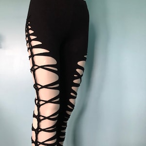 Slit Weave Leggings cyber monday sale Burner Braided Leggings Sexy Leggings Pixie Fairy Tribal Leggings Yoga Clothes Cut up pants Flow Pants image 1
