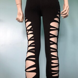Slit Weave Leggings cyber monday sale Burner Braided Leggings Sexy Leggings Pixie Fairy Tribal Leggings Yoga Clothes Cut up pants Flow Pants image 5