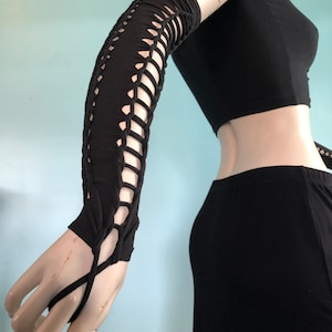 Arm Warmers Half Sleeves Fire Sleeves Elven Clothing Fairy elven black friday fingerless gloves gauntlets gothic burning man gift fire safe image 1