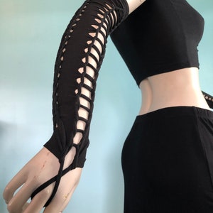 Spinwear Arm Warmers Festival SlitWeave Half Sleeves Slit Weave Outfit Fire Dance Costume Fire Dancing Clothes AltFashion Fire Safe Clothes