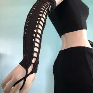 Arm Warmers Half Sleeves Fire Sleeves Elven Clothing Fairy elven black friday fingerless gloves gauntlets gothic burning man gift fire safe image 1