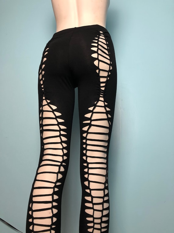 Leggings Yoga Leggings Cool Leggings Slitweave Cut up Leggings Gift for  Girlfriend Sexy Leggings Post Apocalyptic Pants Cyber Monday Sale 