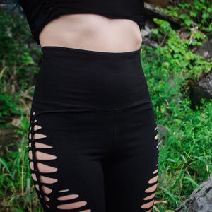 Slit Weave Leggings cyber monday sale Burner Braided Leggings Sexy Leggings Pixie Fairy Tribal Leggings Yoga Clothes Cut up pants Flow Pants image 8