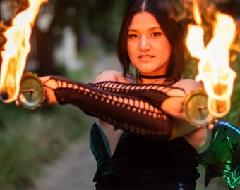 Arm Warmers Half Sleeves Fire Sleeves Elven Clothing Fairy elven black friday fingerless gloves gauntlets gothic burning man gift fire safe