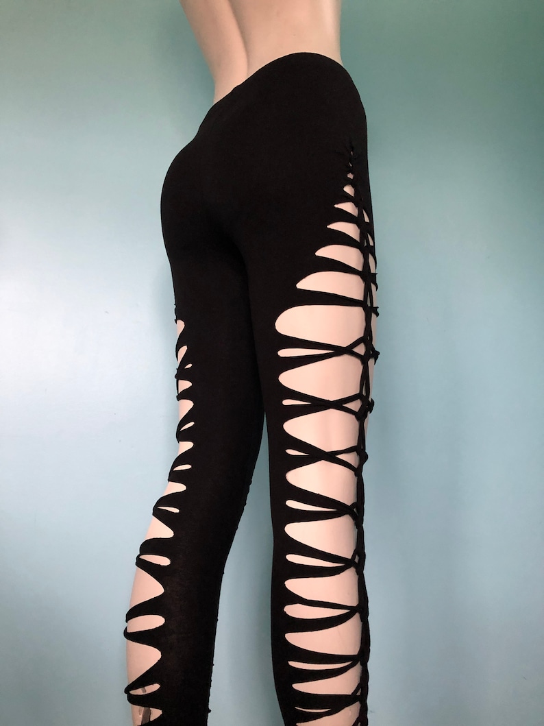 Slit Weave Leggings cyber monday sale Burner Braided Leggings Sexy Leggings Pixie Fairy Tribal Leggings Yoga Clothes Cut up pants Flow Pants image 4